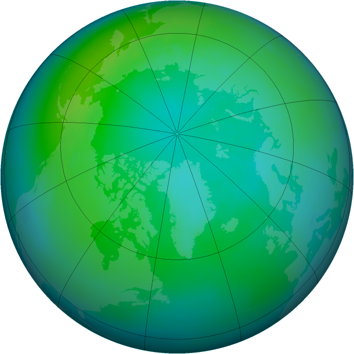 Arctic ozone map for October 2001